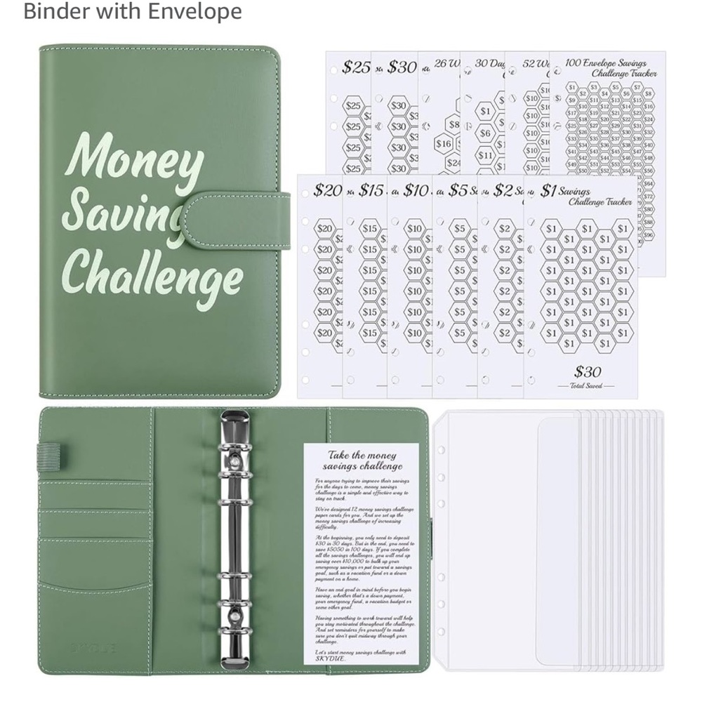 Green Money Saving Challenge Binder